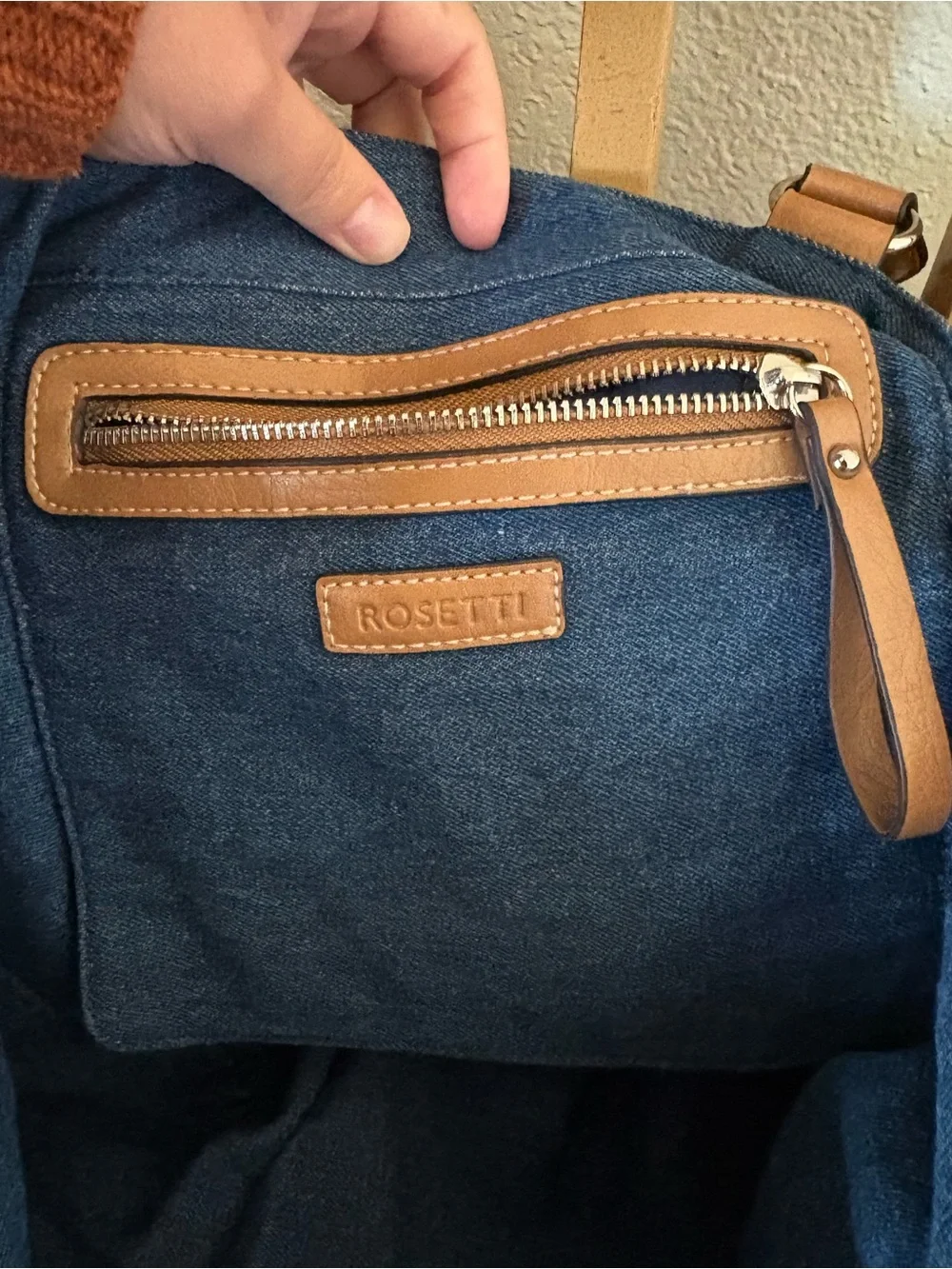 Multicolor Striped Tote Bag with Tan Handles